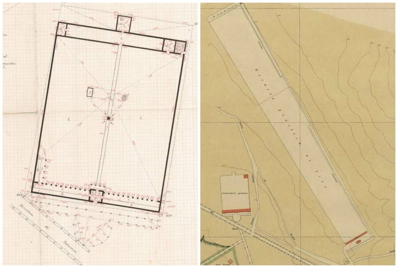 lanta del Cementerio municipal de 1836 junto a la carretera de Ávila en dos planos de 1882 y 1909:. 