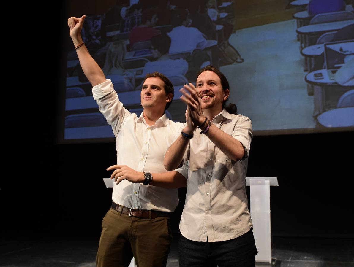 Rivera a Iglesias celebraron el primer debate electoral de cara al 20 de diciembre en la Universidad Carlos III de Madrid. 