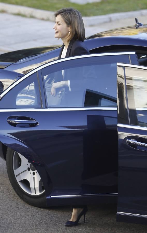 La Reina, embajadora especial de la FAO para la Nutrición, a su llegada al Consejo Superior de Investigaciones Científicas (CSIC) para asistir a un seminario sobre nutrigenómica