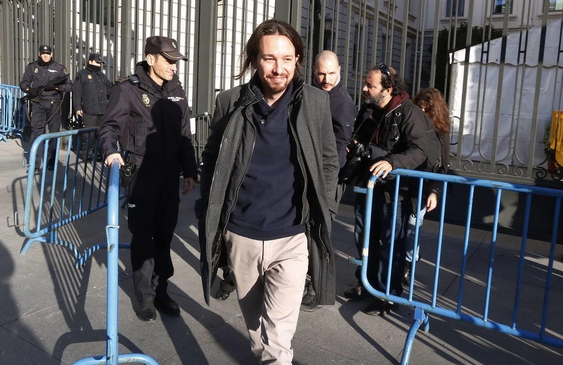 Pablo Iglesias a su llegada al Congreso. 