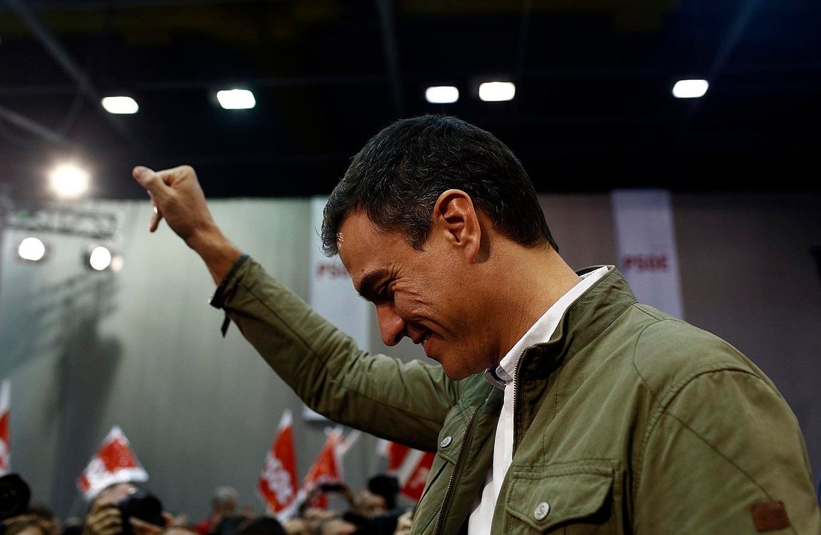 Pedro Sánchez durante el acto de inicio de la campaña electoral del PSOE. 
