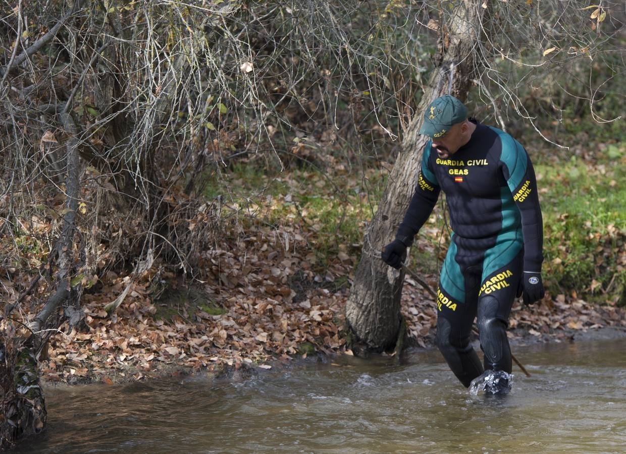 5.. Un buzo de la Unidad Subacuática de la Guardia Civil (GEAS) rastrea el río Guadarrama