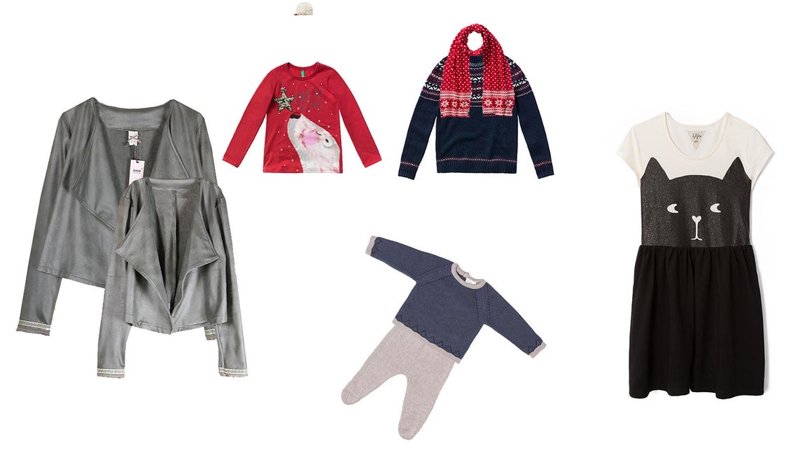 Benetton propone para los más pequeños de la casa calentitos jersey con sus complementos de lo más navideño, NKN Nekane pone la nota de complicidad entre madres e hijas con modelos iguales para ambas, IKKS junior da un toque de originalidad a los looks de fiesta y Chicco tiene toda una colección para los recién llegados a la familia. 