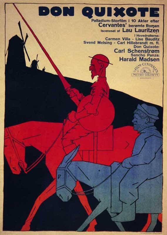 Cartel anunciador de «Don Quixote af Mancha», estrenada en noviembre de 1926 en Copenhague. 