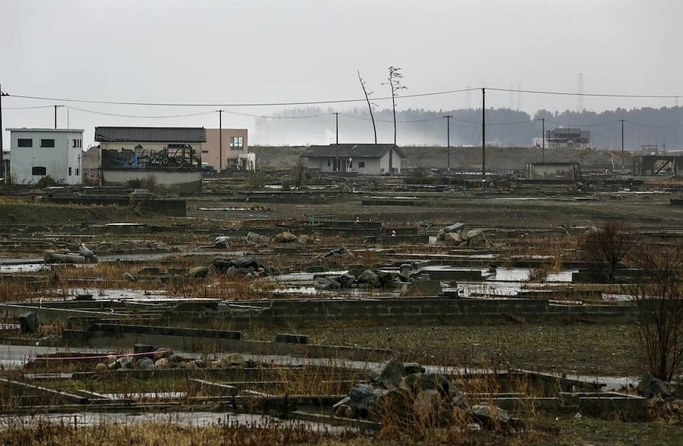 Vista general del distrito destruido de Ukedo, cerca de la central nuclear de Fukushima 