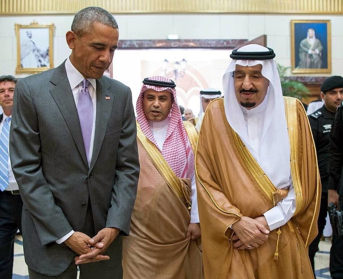 Obama y el rey Salman, en el palacio real de Riad