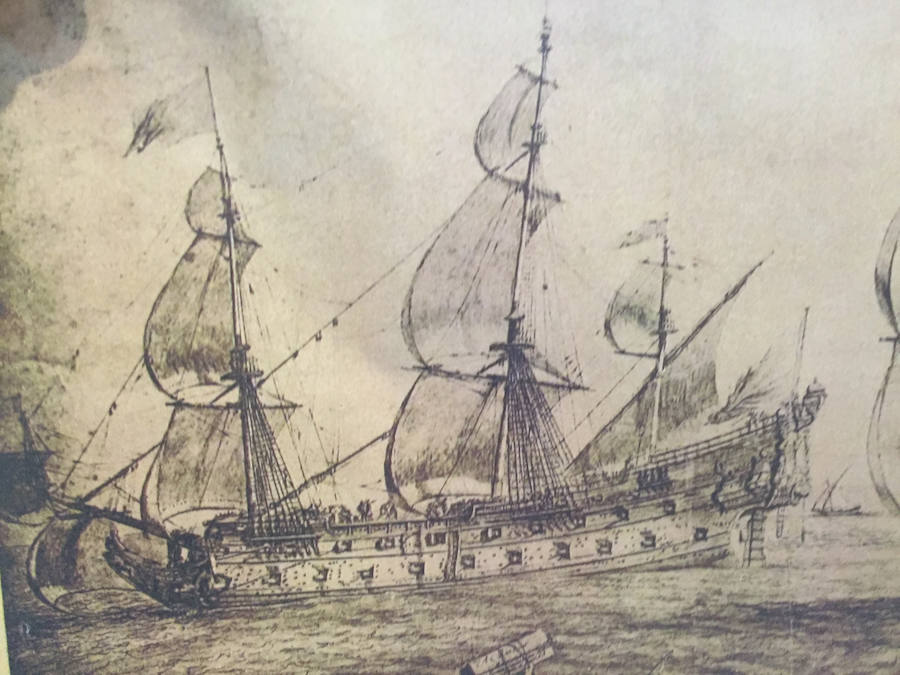 Grabado de la fragata Lune, cuyos restos van a investigar. 