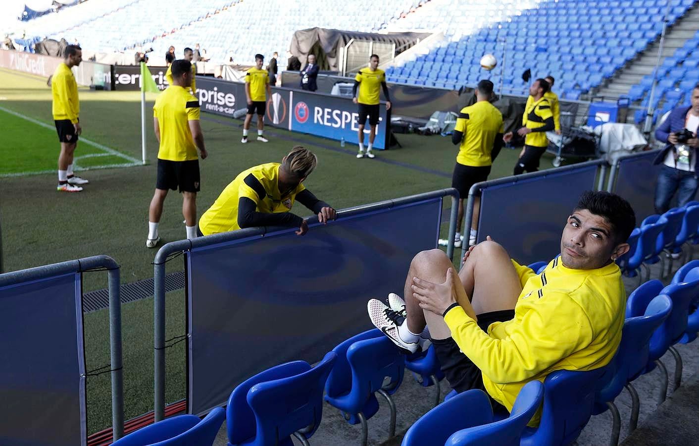 El Sevilla ya se entrena en el escenario de la final