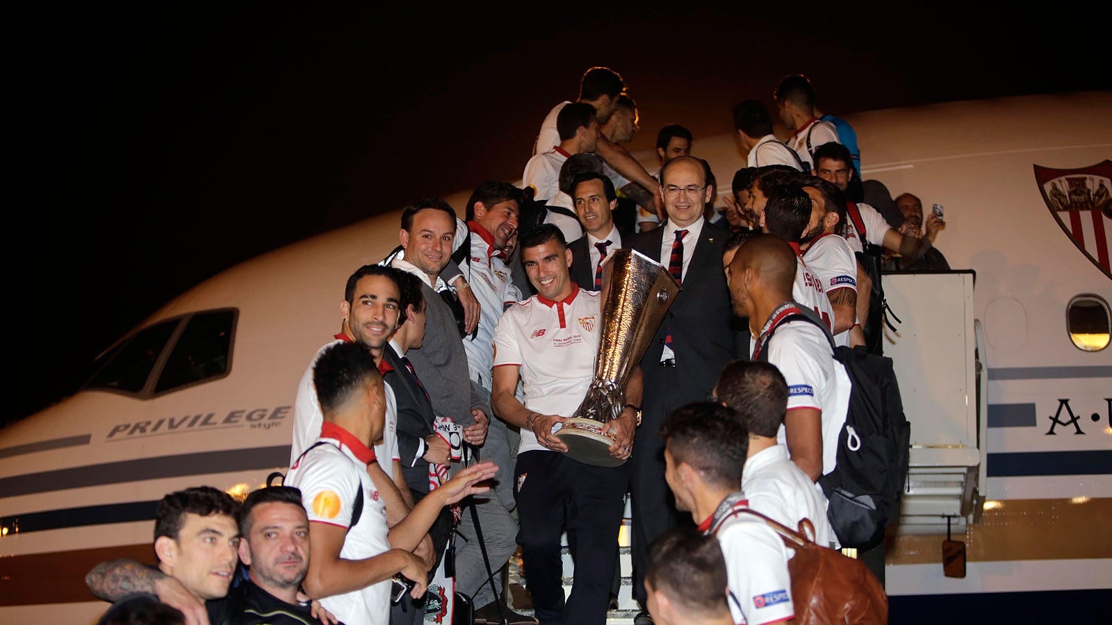 El Sevilla llega a la ciudad con la Europa League