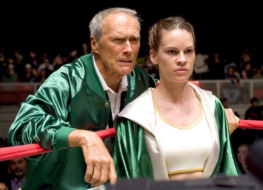 Junto a Hillary Swank en «Million Dollar Baby». 