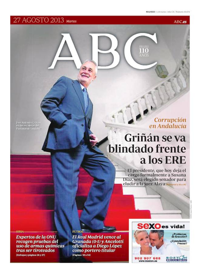 27 de agosto de 2013. Griñán se va blindado frente a los ERE