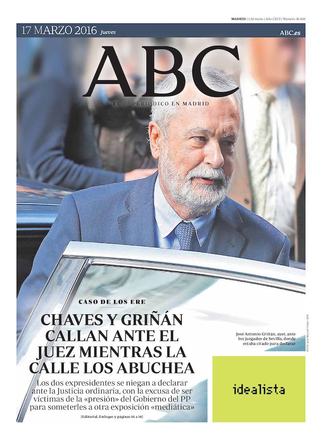 17 de marzo de 2016. Chaves y Griñán callan ante el juez mientras la calle los abuchea