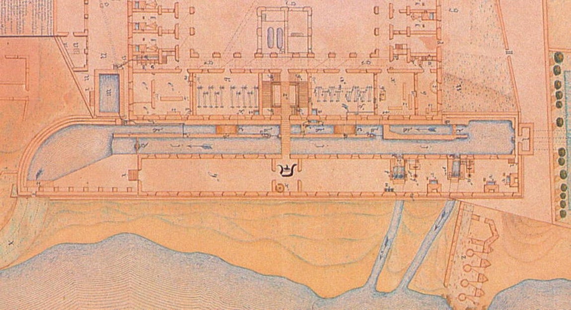 Aspecto del canal en 1857, con las dos ruedas dispuestas por Sardinero. 