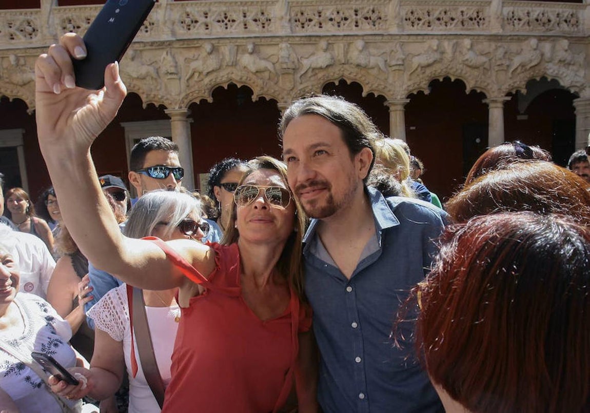 Pablo Iglesias en un acto de campaña en Guadalajara. 