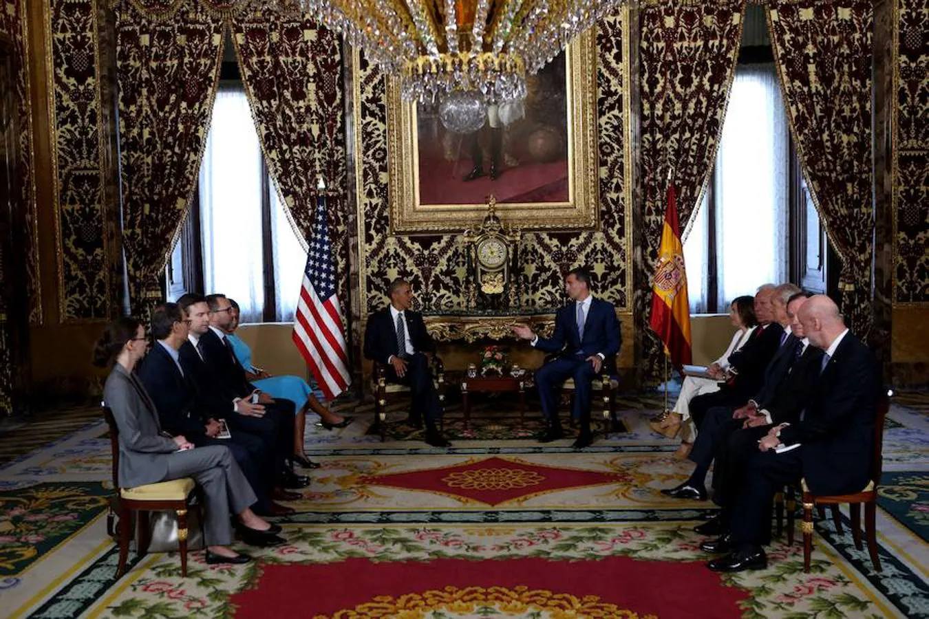 Audiencia de S.M. El rey Felipe VI al presidente de los Estados Unidos Barack Obama en el Palacio Real