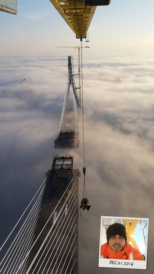 Vistas de las obras del Segundo Puente desde la grúa de la pila 12