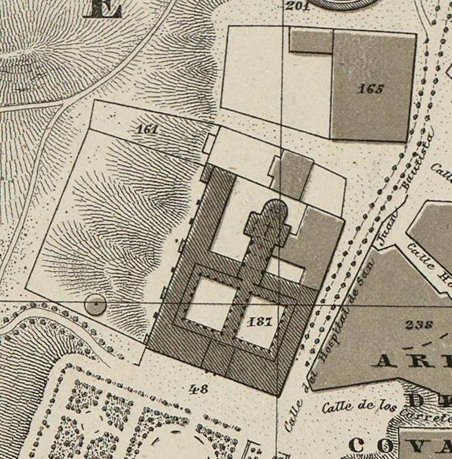 Cementerio del Hospital de Tavera con el número 181 en el plano de José Reinoso (1882). 