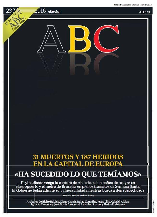 El terrorismo yihadista volvió a sacudir Europa a mediados de marzo con dos ataques en el centro de Bruselas. ABC - 23 de marzo de 2016
