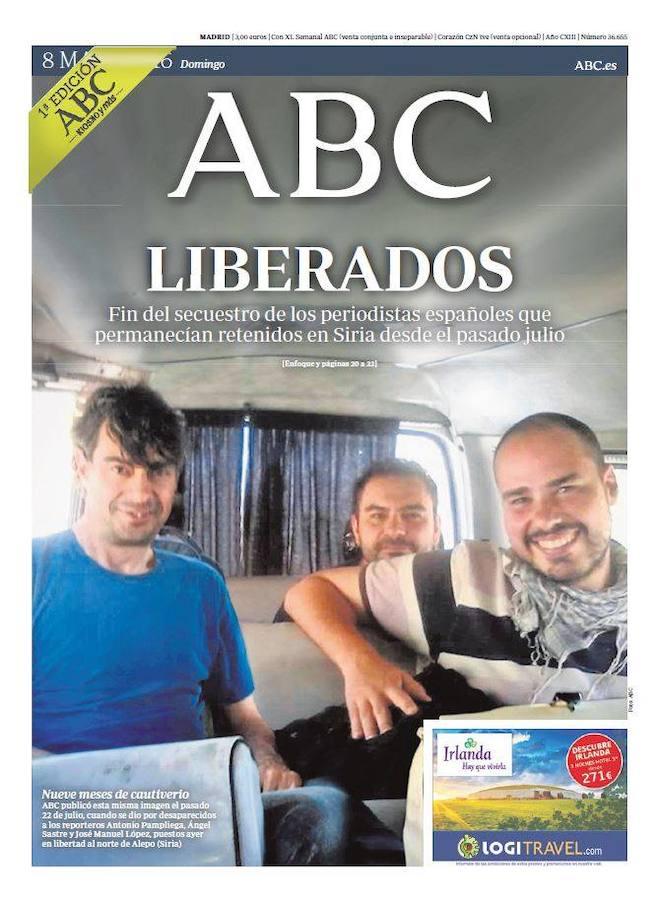 Los tres periodistas secuestrados en Siria fueron puestos en libertad tras nueve meses de cautiverio. ABC - 8 de mayo de 2016