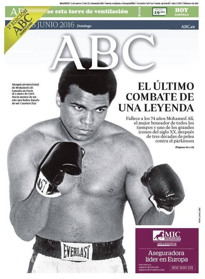 El año 2016 nos deja sin grandes leyendas del deporte y la música. como ocurrió con Muhammad Ali. ABC - 5 de junio de 2016
