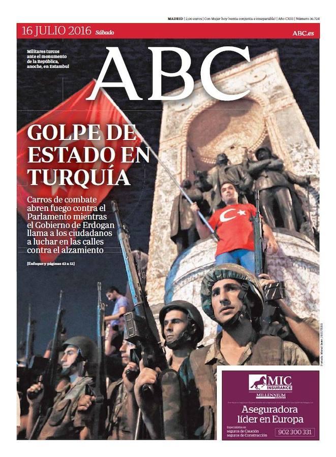 El mes de julio fue muy intenso informativamente y tuvo como colofón el Golpe de Estado en Turquía. La asonada militar se tradujo en cientos de detenciones y una purga sin precedentes promovida por Erdogan. ABC - 16 de julio de 2016