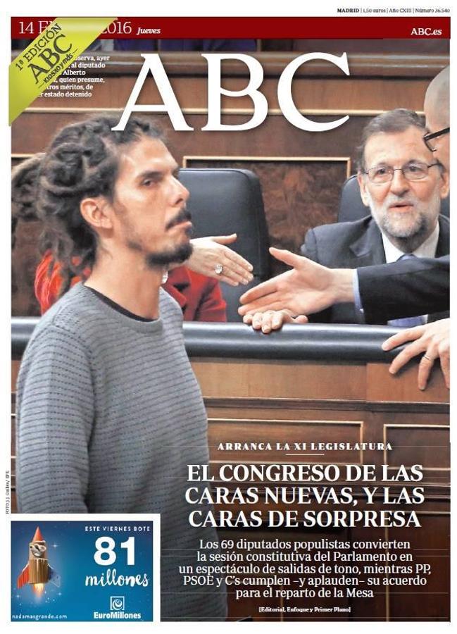 El año 2016 es el año en el que la conocida como «nueva política» llegó al Congreso, donde se ha producido un cambio generacional llamativo. ABC - 14 de febrero de 2016