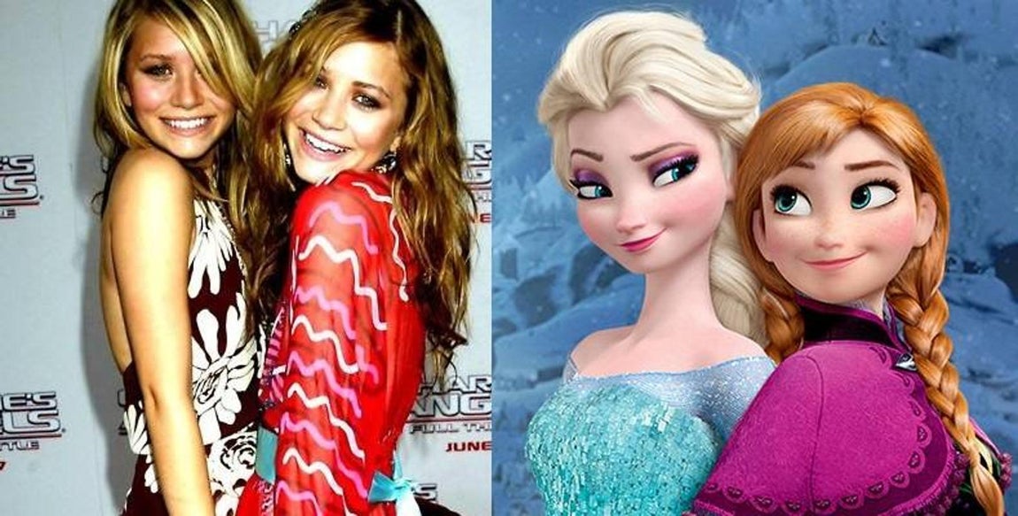 Las hermanas Mary Kate y Ashley Olsen y las hermanas Elsa y Ana. 