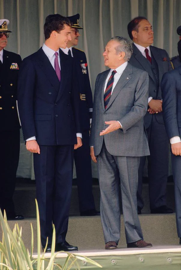 Lisboa, mayo de 1991. El Príncipe Felipe con Mario Soares durante su primer viaje oficial a Portugal. 