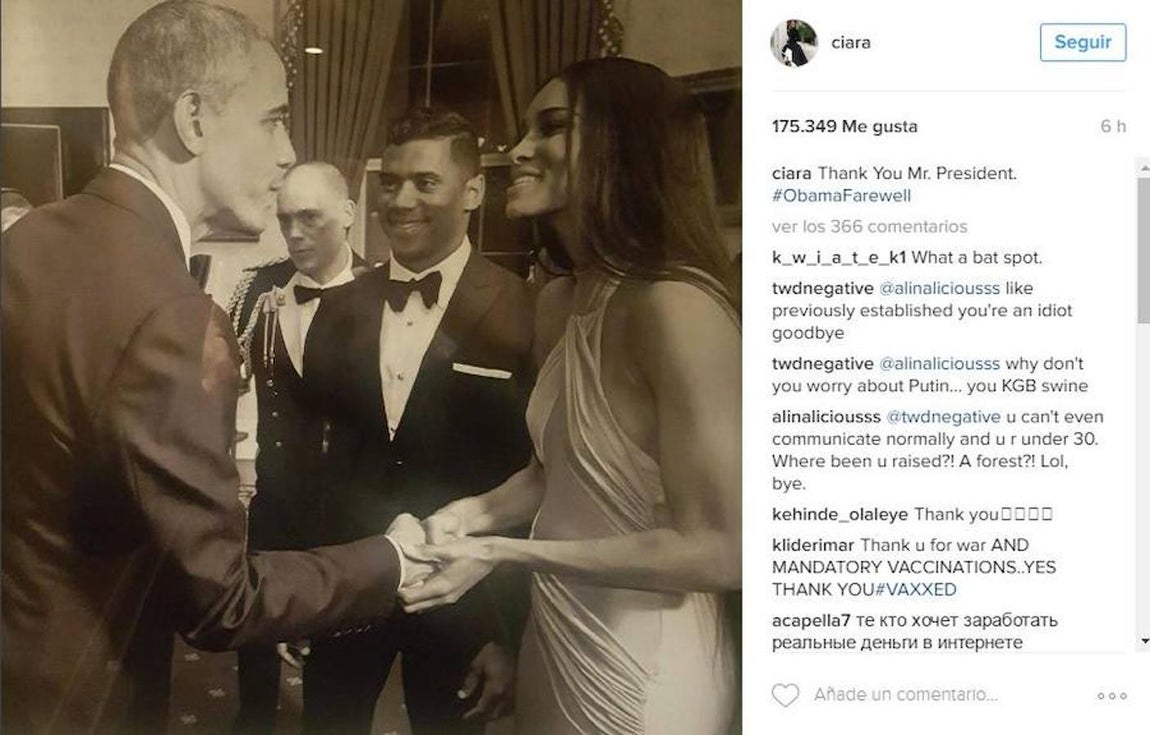 Ciara (cantante). «Gracias señor presidente»