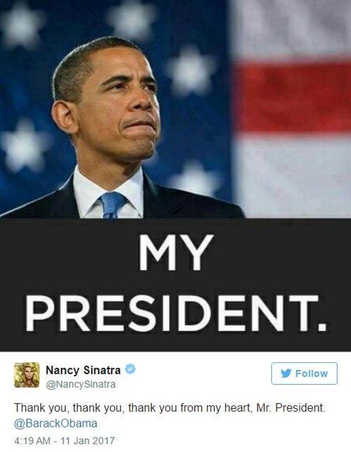 Nancy Sinatra (actriz). «Gracias, gracias, gracias de corazón, Sr. Presidente»