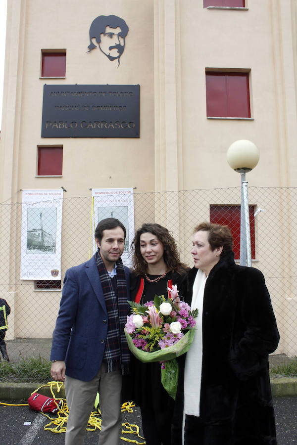 En imágenes: homenaje a Pablo Carrasco, el bombero que falleció en el incendio del hospital de Toledo en 1987