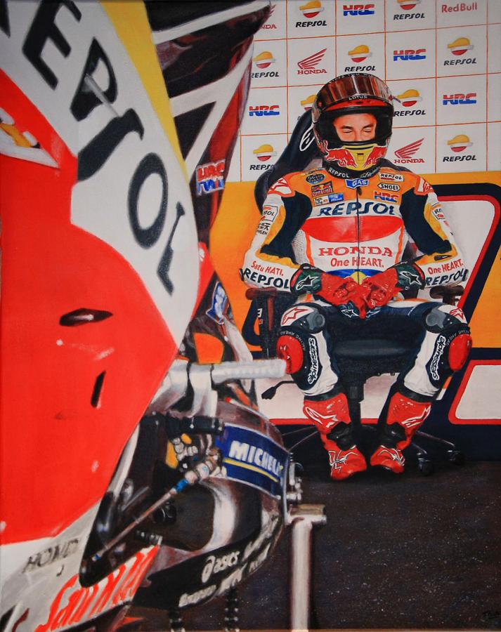 Pinturas hiperrealistas reviven el mejor año de Marc Márquez