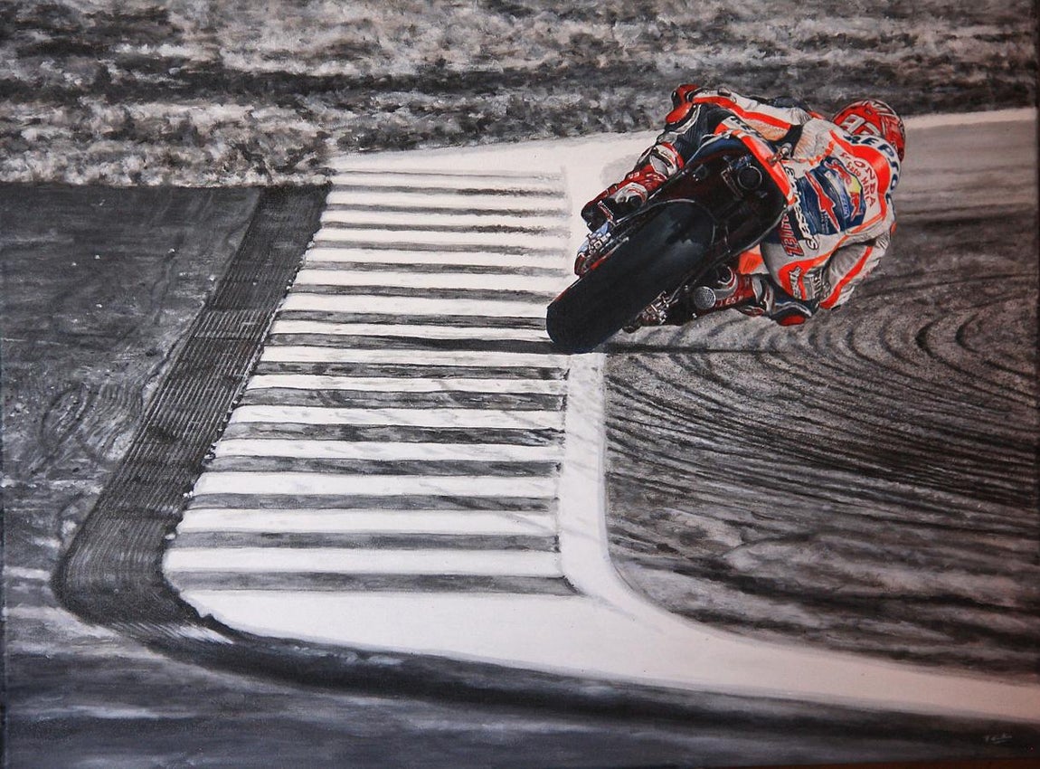 Pinturas hiperrealistas reviven el mejor año de Marc Márquez