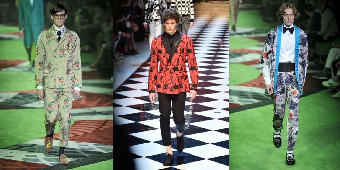 Extra de estampados. Colores vibrantes y llenos de fuerza que en la mayoría de propuestas crean figuras abstractas impresas en las prendas. Esta temporada el color lo ponen los estampados en todas sus variables. Perfectos para dar energía y vivacidad a cualquier look e incluso para superponerse entre ellos creando looks recargados y llamativos, que sin duda no pasarán desapercibidos. Ana Locking, Gucci y Dolce &amp; Gabbana.