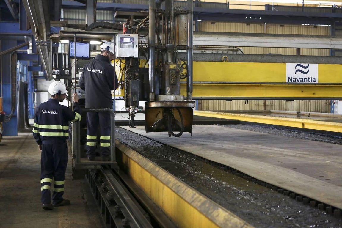 Corte de chapa en Navantia Puerto Real de la subestación &#039;East Anglia One&#039;