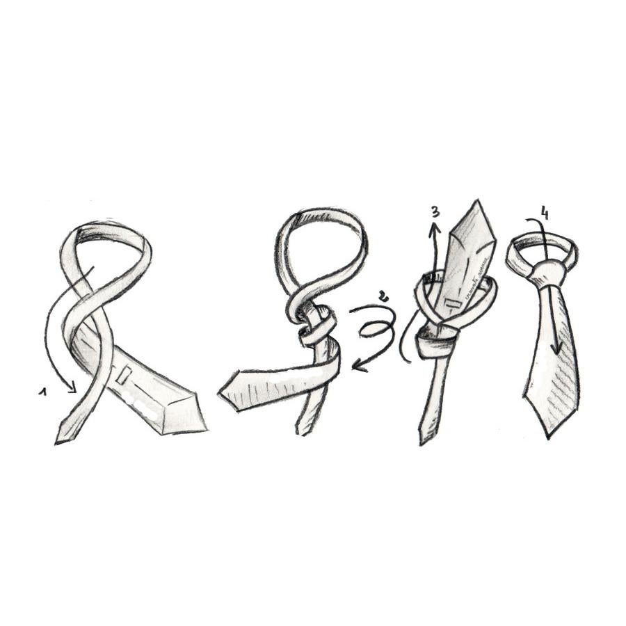 Nudo Doble. De la misma facilidad que el nudo simple salvo por una vuelta más, queda bien con todo tipo de camisas y corbatas a excepción de las gruesas.