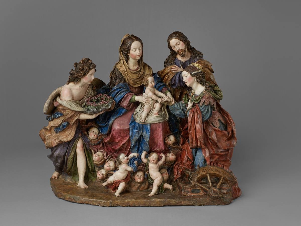 «Matrimonio místico de Santa Catalina», de Luisa Roldán, la Roldana. Terracota policromada, h. 1692-1706