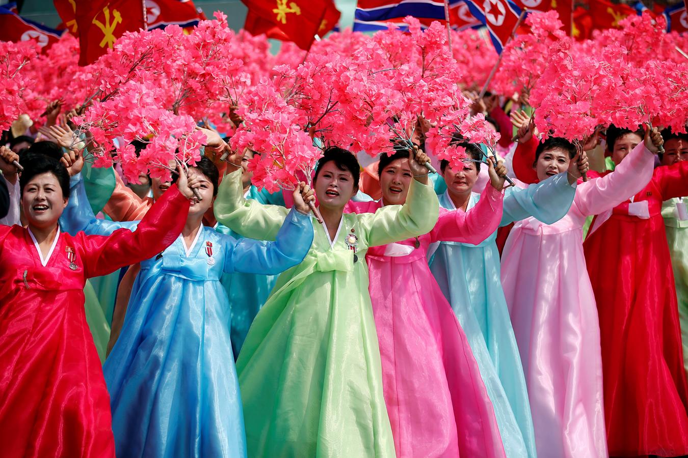 Celebraciones en Corea del Norte por el Día del Sol. 