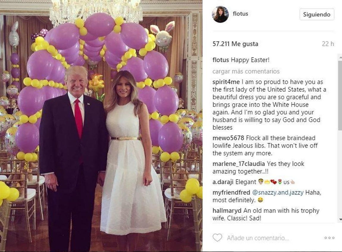 Donald y Melania Trump. El presidente de Estados Unidos junto a su esposa, Melania, y el hijo de ambos, Barron, viajaron hasta Mar-a-Lago, un inmueble patrimonial, declarado Hito Histórico Nacional, ubicado en Palm Beach, Florida, para disfrutar de las vacaciones de Pascua