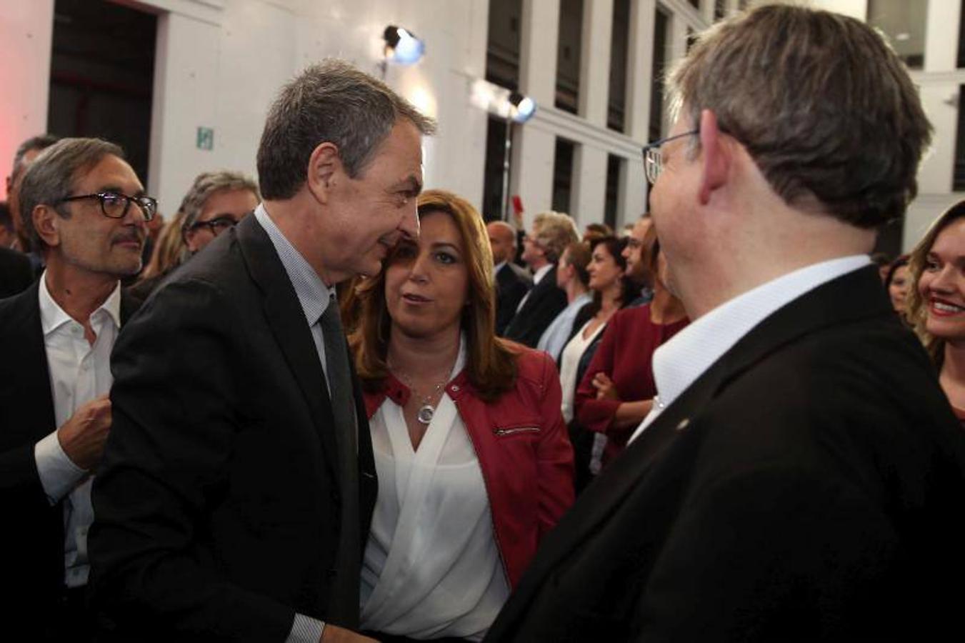 José Luis Rodríguez Zapatero, Susana Díaz y Ximo Puig, en el acto