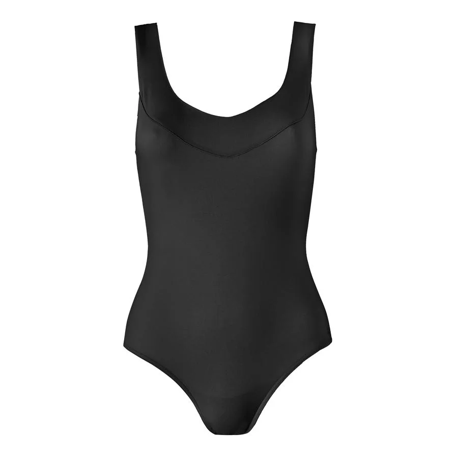Bañador con escote en pico en color negro (110€)