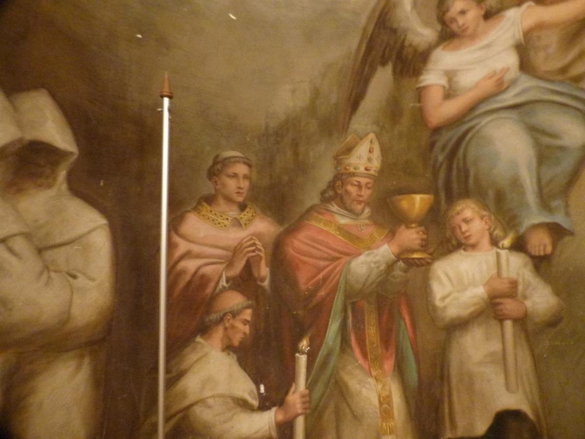 Personajes religiosos del costado izquierdo del mural de Gregorio Toledo en el castillo de San Servando. FOTO RAFAEL DEL CERRO. 