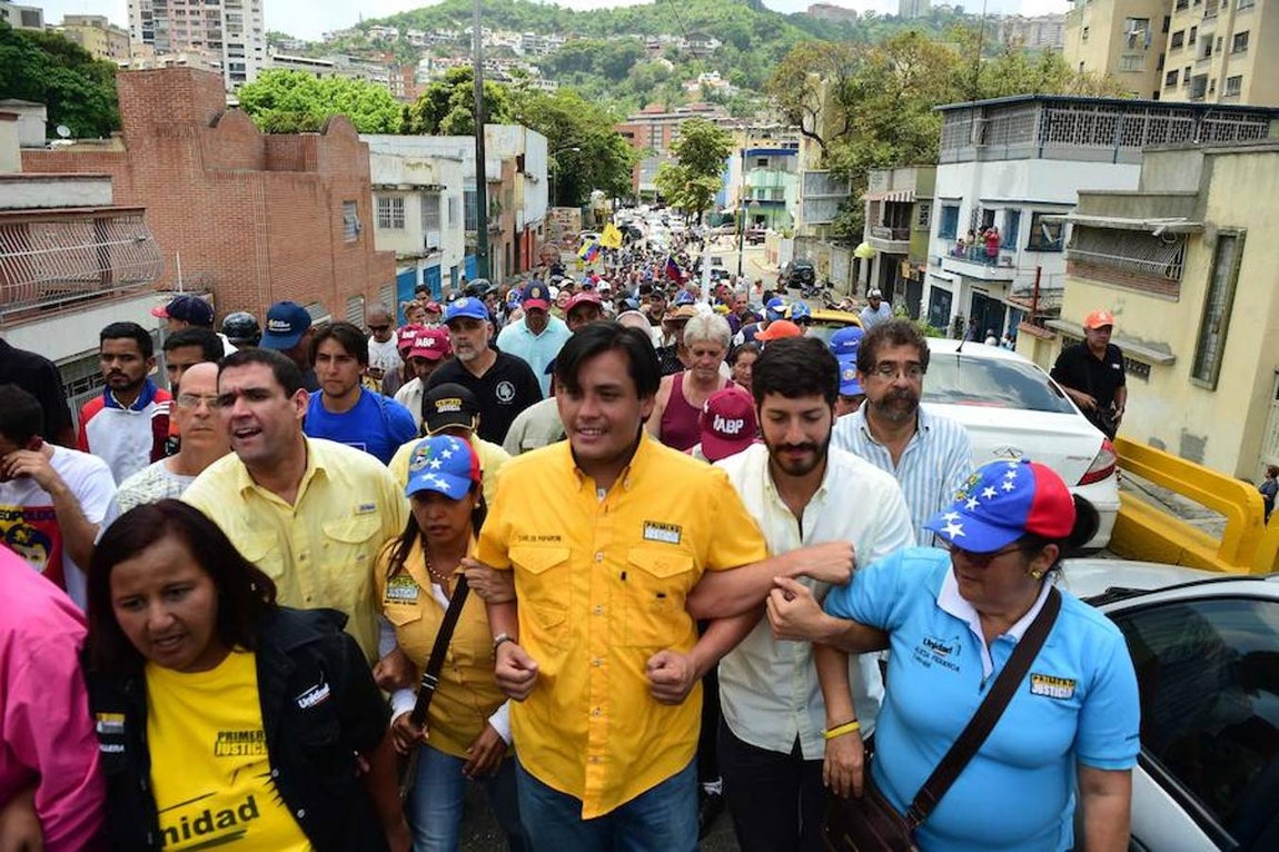 Manifestantes en Caracas contra el Gobierno de Maduro. 