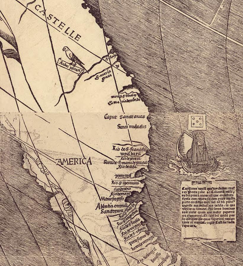 América, por primera vez escrito en un mapa, el de Waldseemüller. 