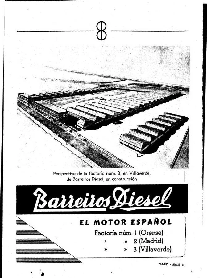 Anuncio de la fábrica de motores en 1956