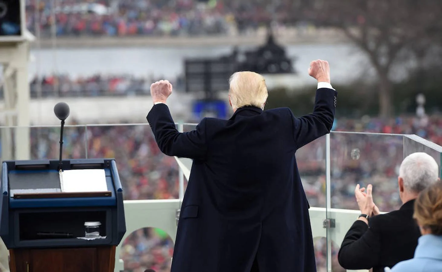 El Presidente de los Estados Unidos, Donald Trump, durante su discurso en la Inauguración Presidencial en el Capitolio de los Estados Unidos en Washington