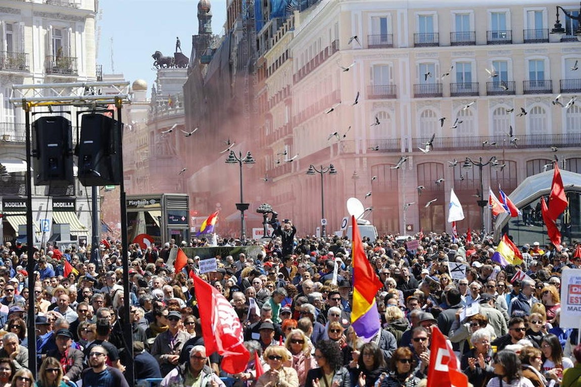 Llegada de la manifestación a la Puerta del Sol de Madrid. 