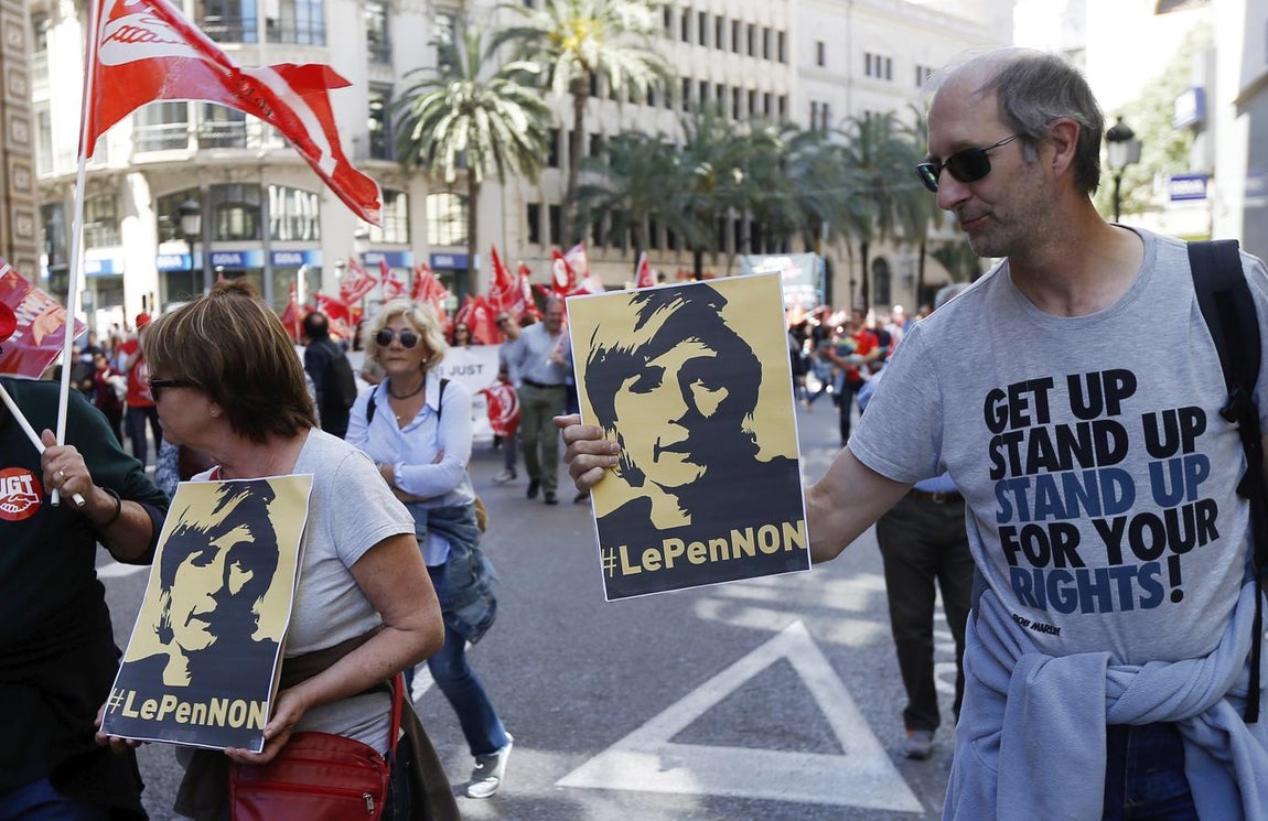 Marcha del Primero de Mayo en Valencia. 