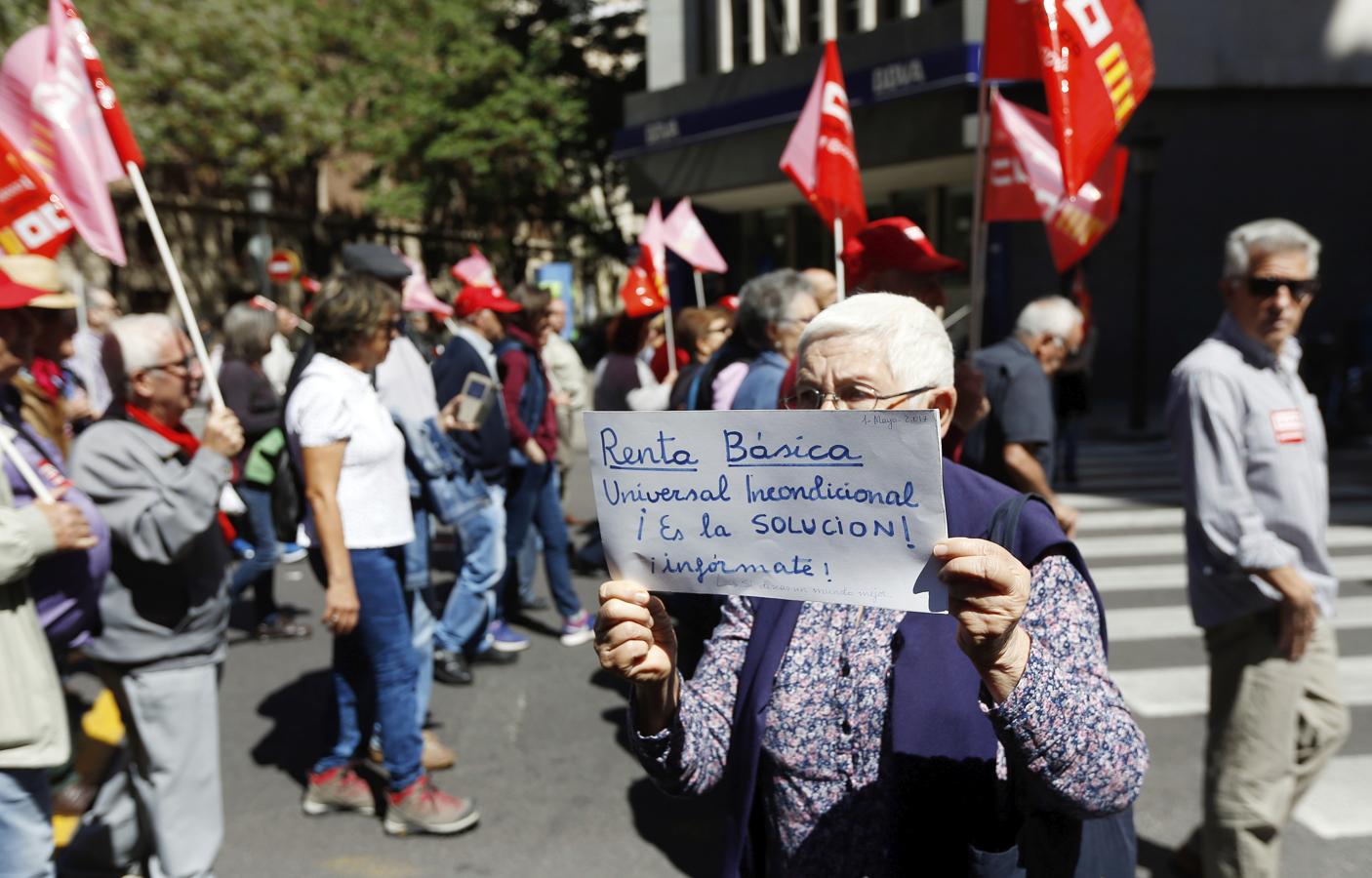 Marcha del Primero de Mayo en Valencia. 