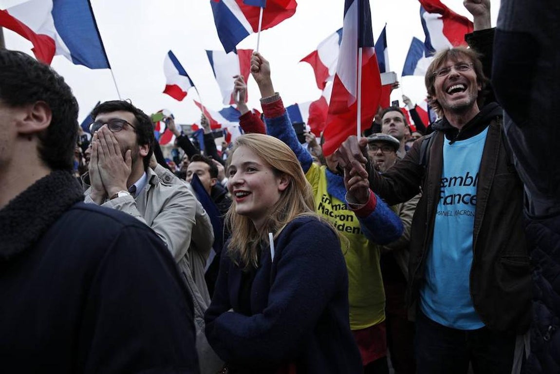 La celebración de Emmanuel Macron, en imágenes